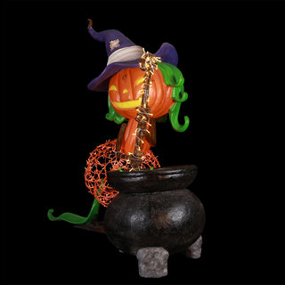 Pumpkin Witch With Cauldron