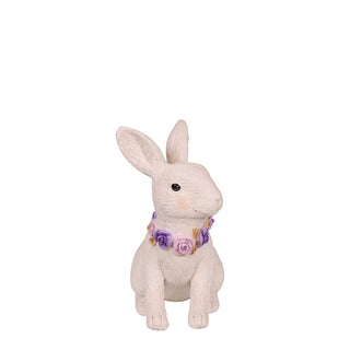 WHITE BUNNY WITH FLORAL NECKLACE