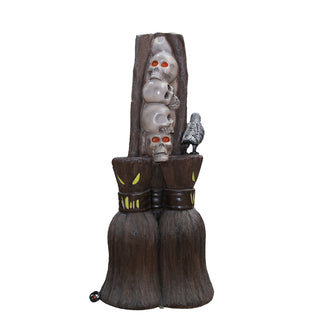 Haunted Broom with Skull Pillar