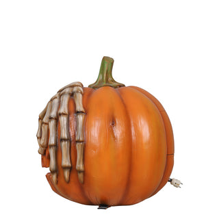 PUMPKIN WITH SKELETON HANDS w. light