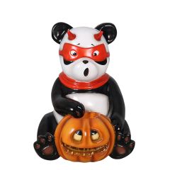 Evil Panda Holding Spooky Pumpkin