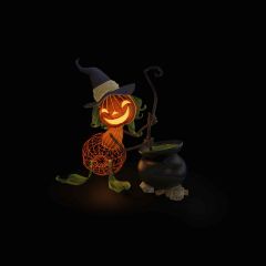 Pumpkin Witch with Cauldron